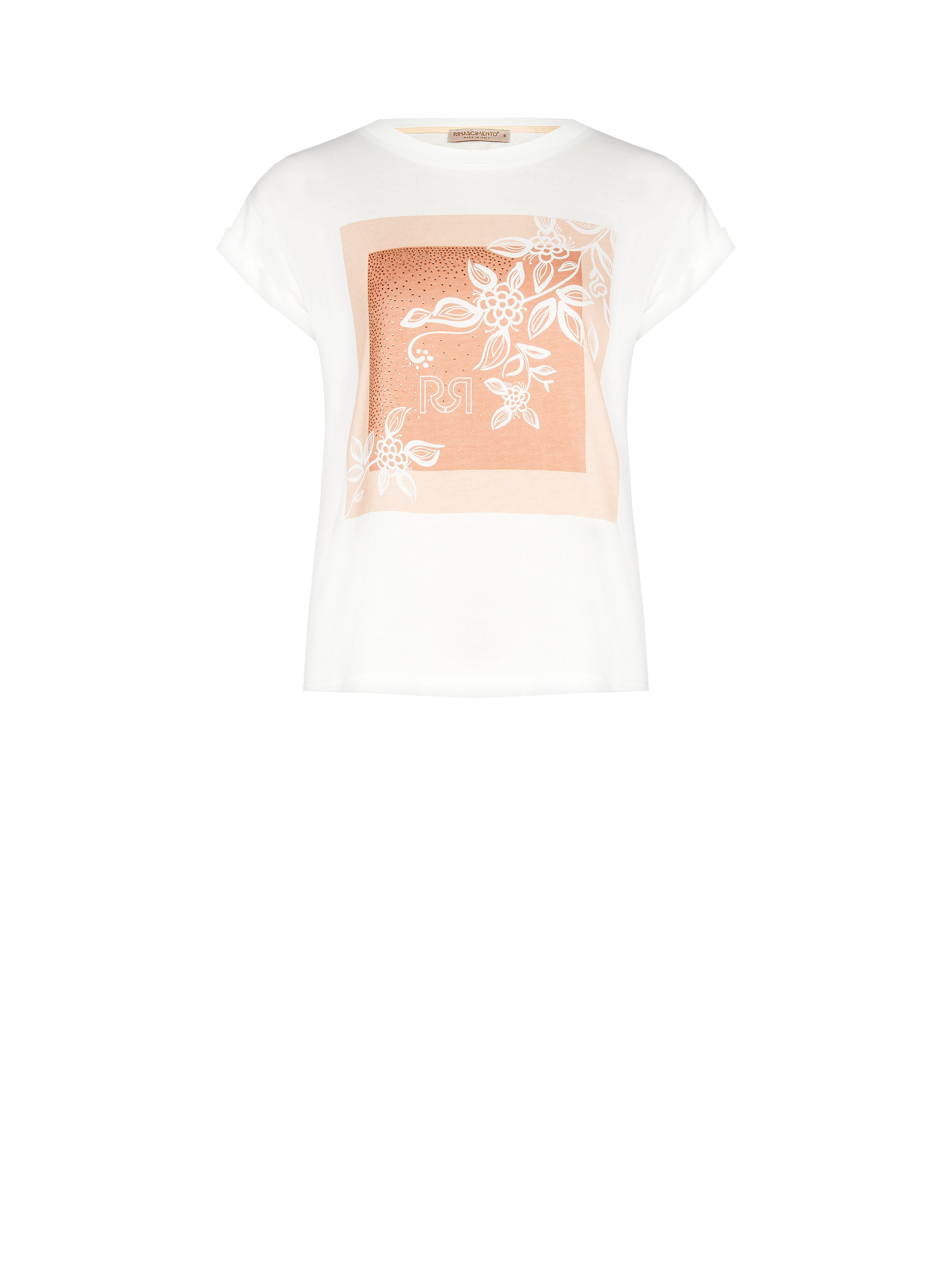 T-Shirt in Cotone con stampa Rosa & Strass Rinascimento